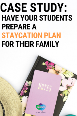 Top ideas to give your students for planning a staycation when a family vacation isn't a possibility. Give them a budget and let them plan a fun but frugal staycation for their family.